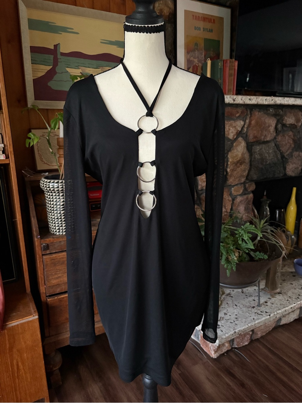 Sexy Key Ring Mesh Long Sleeve Dress Princess Polly NWT 12